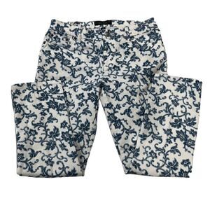 LAUREN RALPH LAUREN Indigo Multi Floral Modern Straight Ankle Cropped Denim Jean